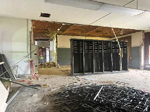 Wall demolition during renovation of the second floor of the Perry County Courthouse.