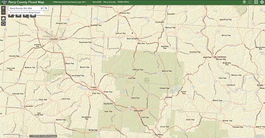 FEMA map of Perry County Ohio Flood Plain